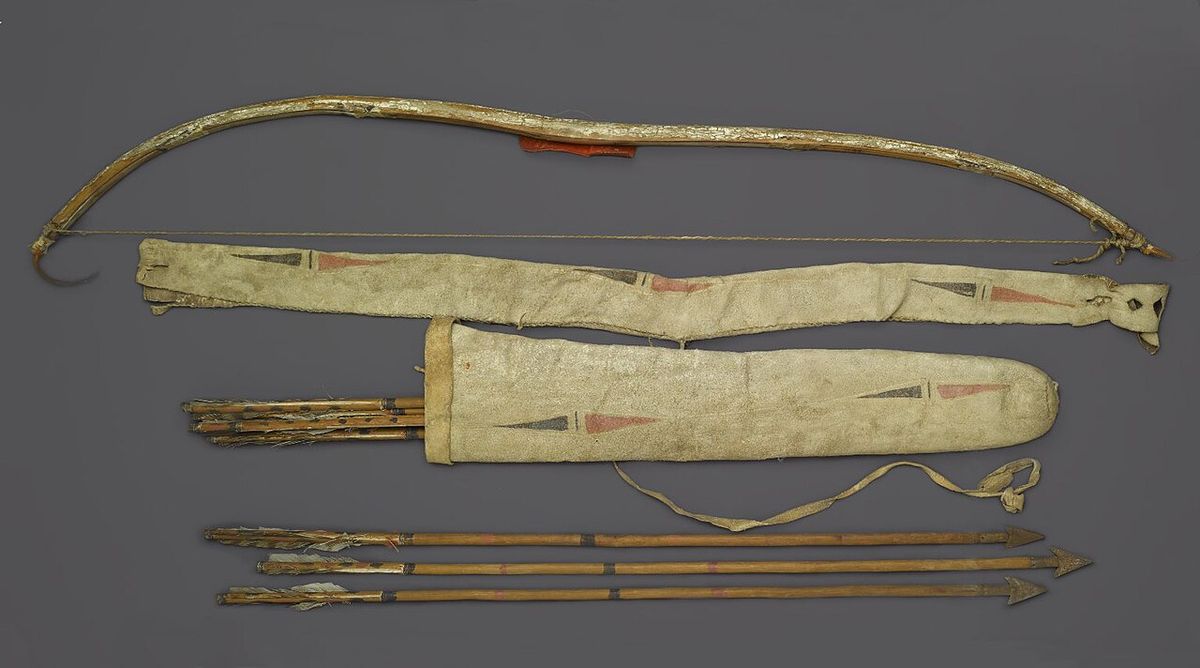 Probably Yankton, Sioux. Bow, Bow Case, Arrows and Quiver 50.67.27a-b. Creative Commons-BY (Photo: Brooklyn Museum, 50.67.27a-b_PS2.jpg)