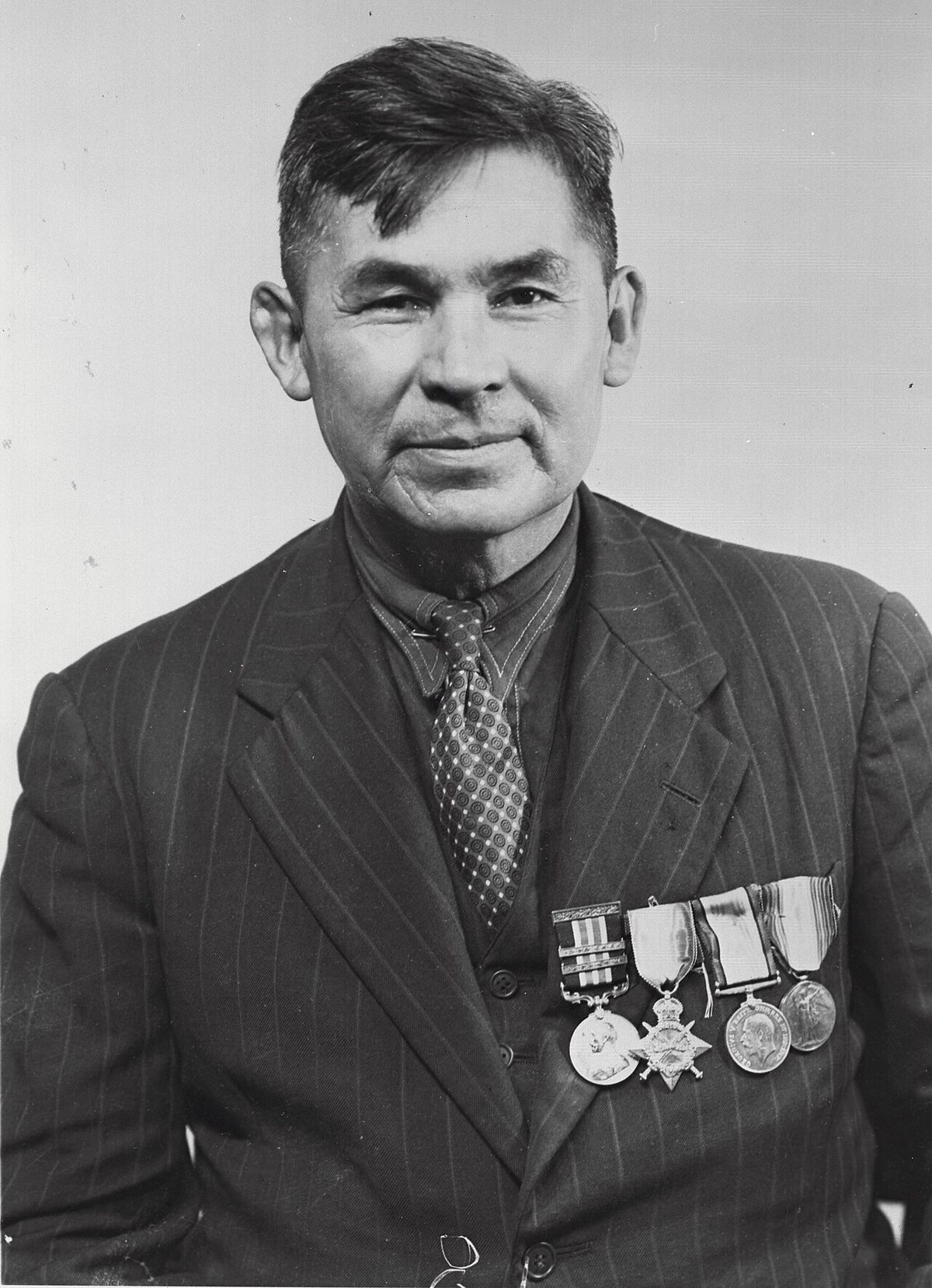 Francis Pegahmagabow in 1945 while attending a conference in Ottawa where the National Indian Government was formed.