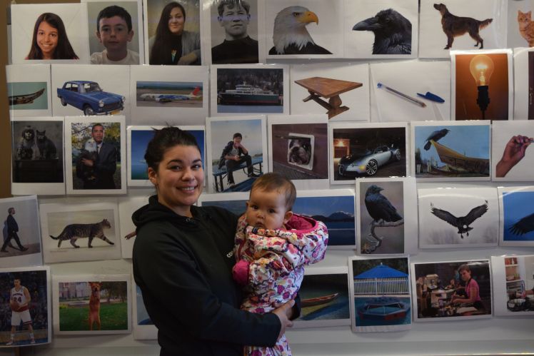 A Haida woman of the raven moiety and her newborn attend Haida language revitalization classes.