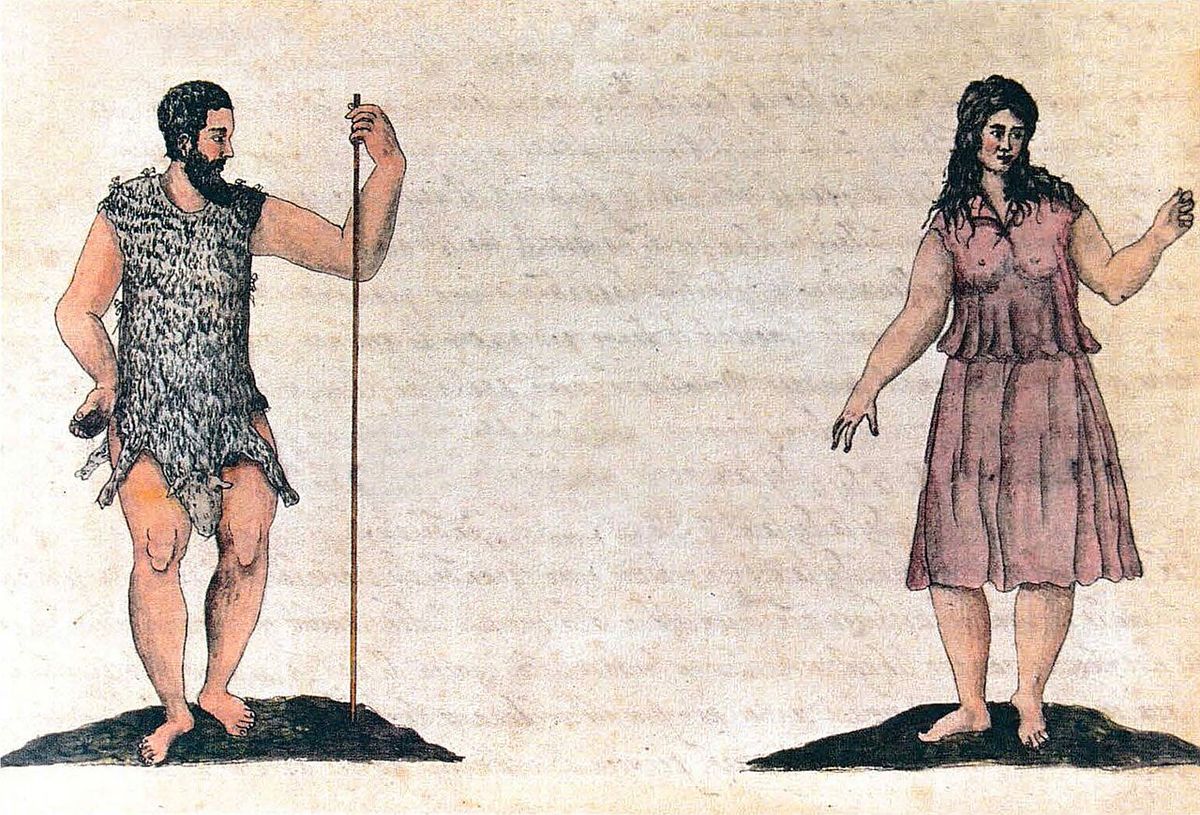 Ureinwohner der Insel El Hierro dargestellt Ende des 16. Jahrhunderts durch Leonardo Torriani
