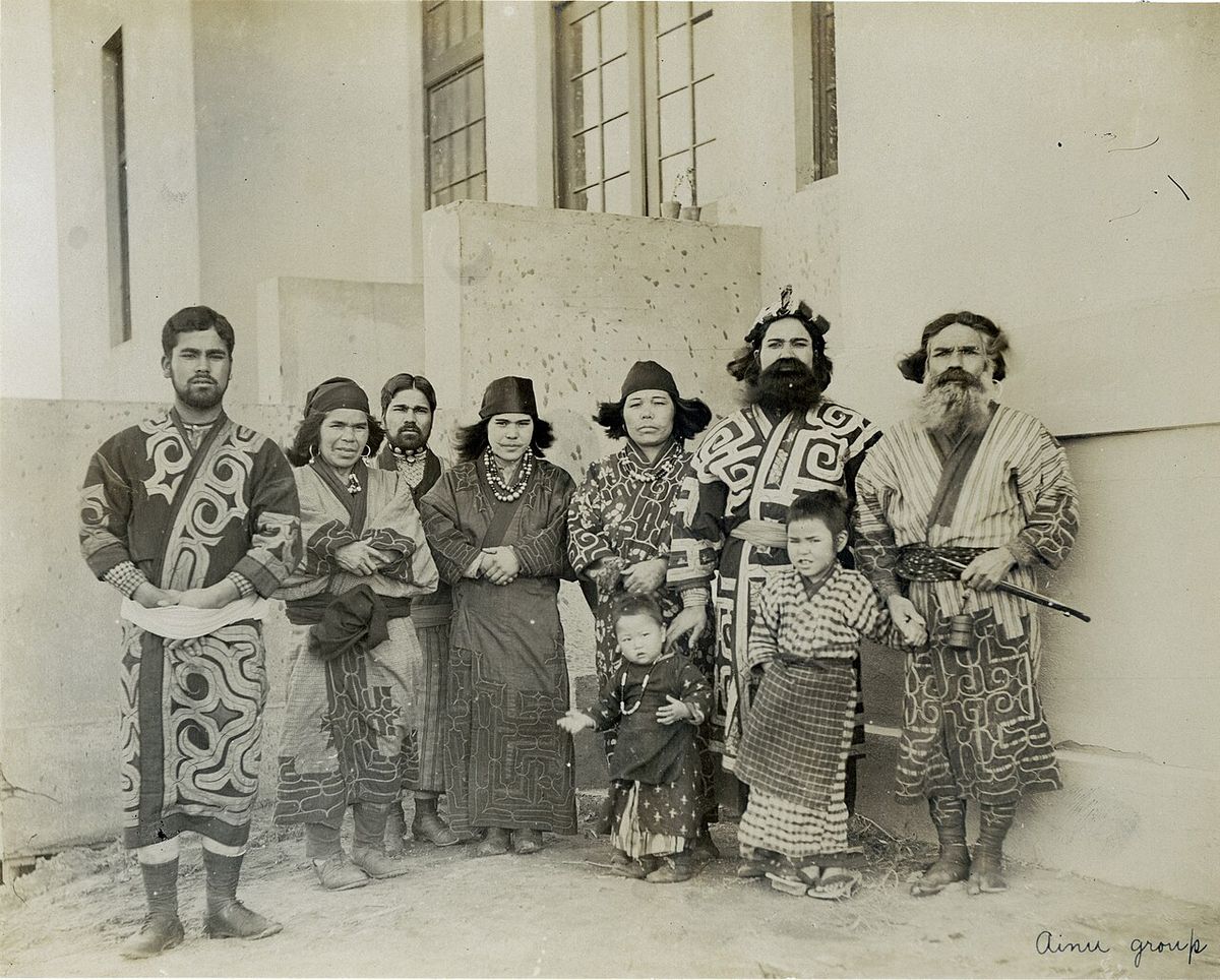 Title: "Ainu Group" (Aborigines of Japan from the Island of Hokkaido or Yezo, Department of Anthropology, 1904 World's Fair).
