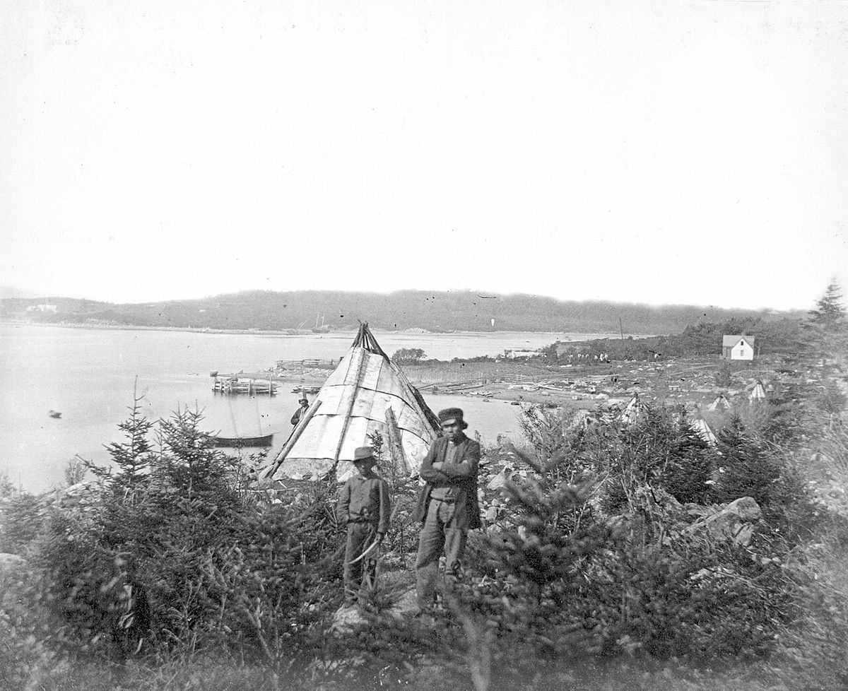 Mi'kmaq (First Nations peoples) at Tuft's Cove settlement, Dartmouth, Nova Scotia, Canada.