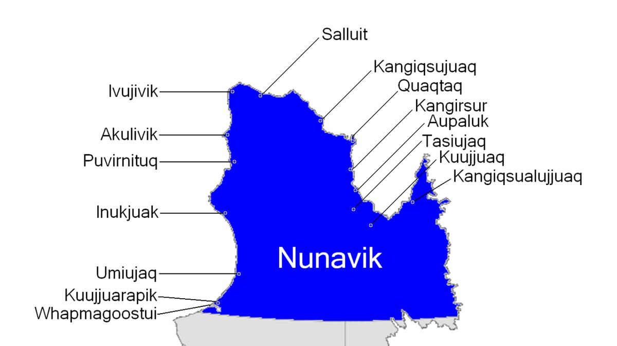 Carte des villages du Nunavik