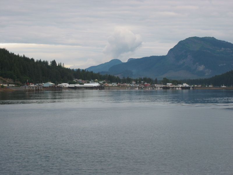 View of Hoonah, Alaska, taken from an inbound ferry.