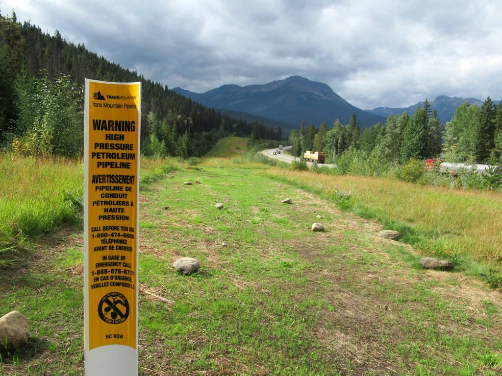 The Trans Mountain Pipeline runs alongside the Yellowhead Highway carrying oil from Edmonton, Alberta, to Burnaby, British Columbia, Canada.
