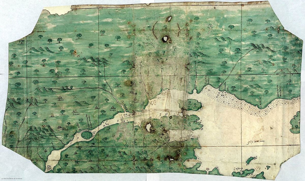 Map of the Saint Lawrence river region (in today's Canada) made in Spain in the 16th century, and preserved today at the Real Academia de la