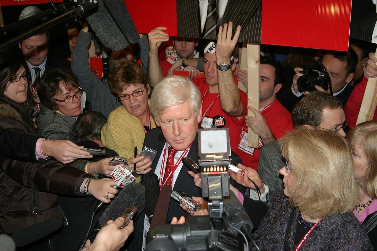 Bob Rae addressing the press on Day 1 of the Liberal Leadership Convention. Photograph by: Andrei Sedoff Liberal Leadership Convention 2006