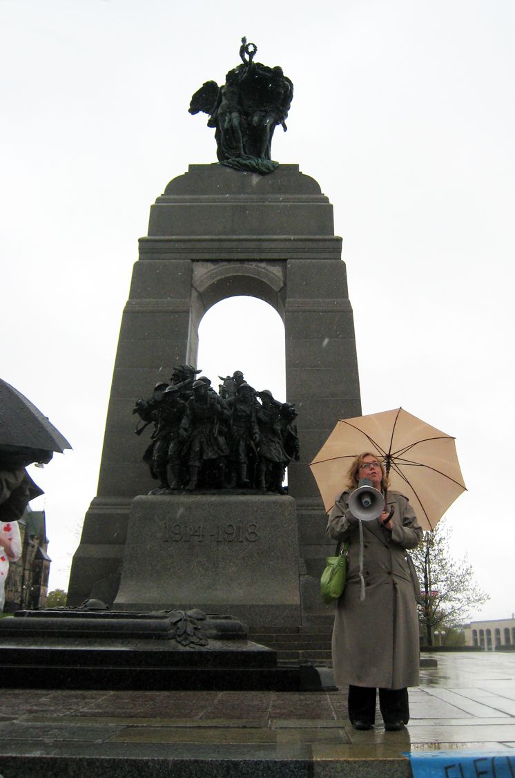 Elizabeth May speaking at National Day of Action for Electoral Reform rally in Ottawa.