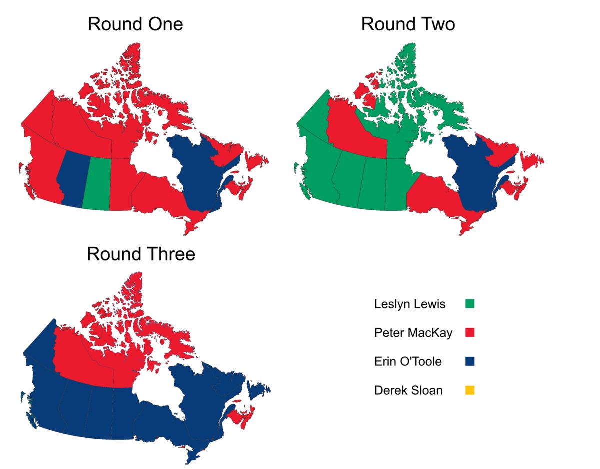 2020 Conservative Party of Canada Leadership election results by province.