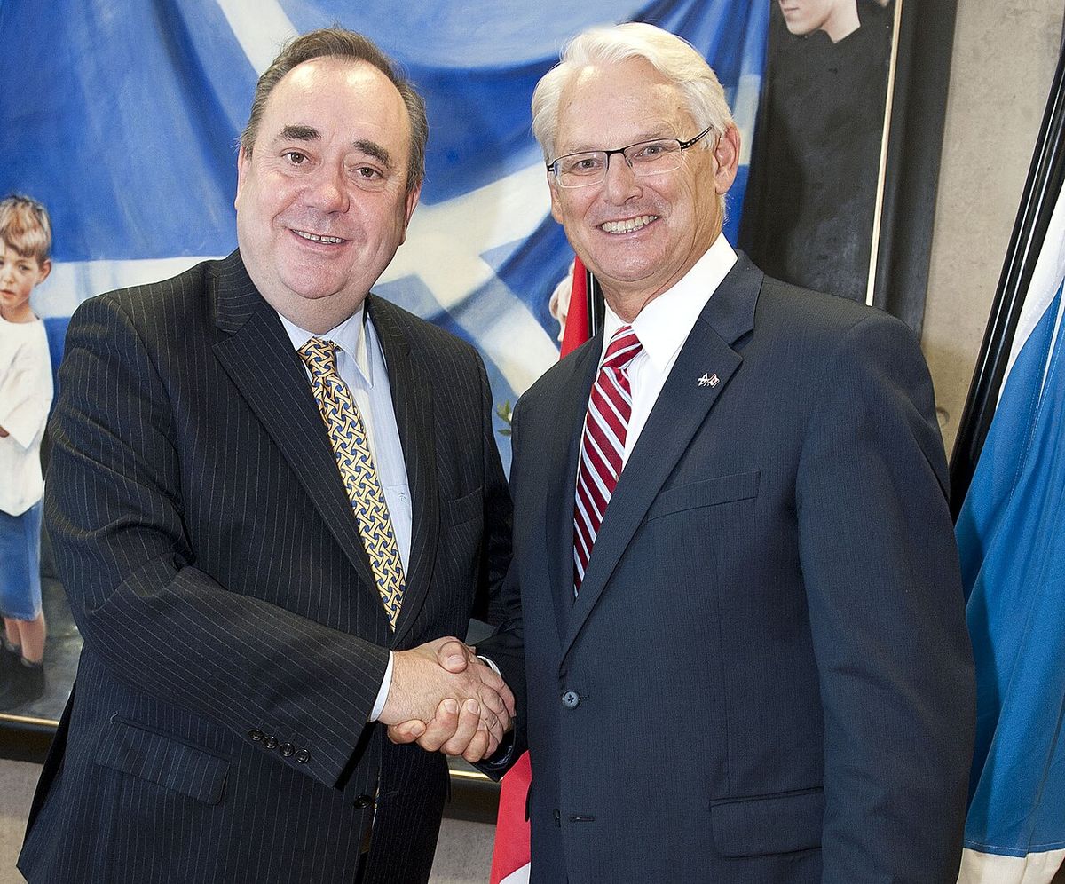 First Minister Alex Salmond meets the High Commissioner for Canada, Mr Gordon Campbell in the Scottish Parliament, during his first official