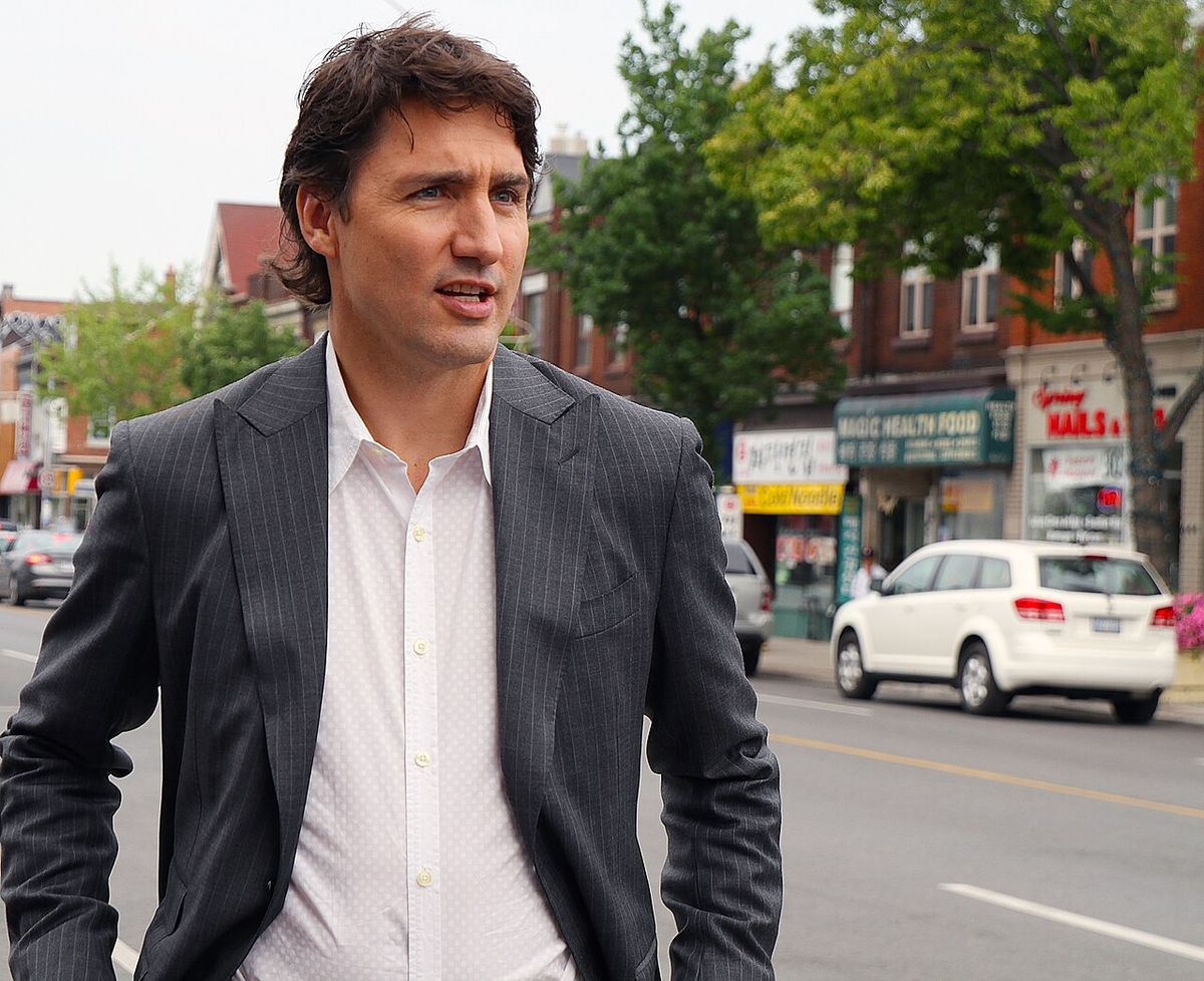 The Leader of the Liberal Party of Canada, Justin Trudeau, campaigning for Adam Vaughan in Toronto's Trinity-Spadina riding.The title of thi