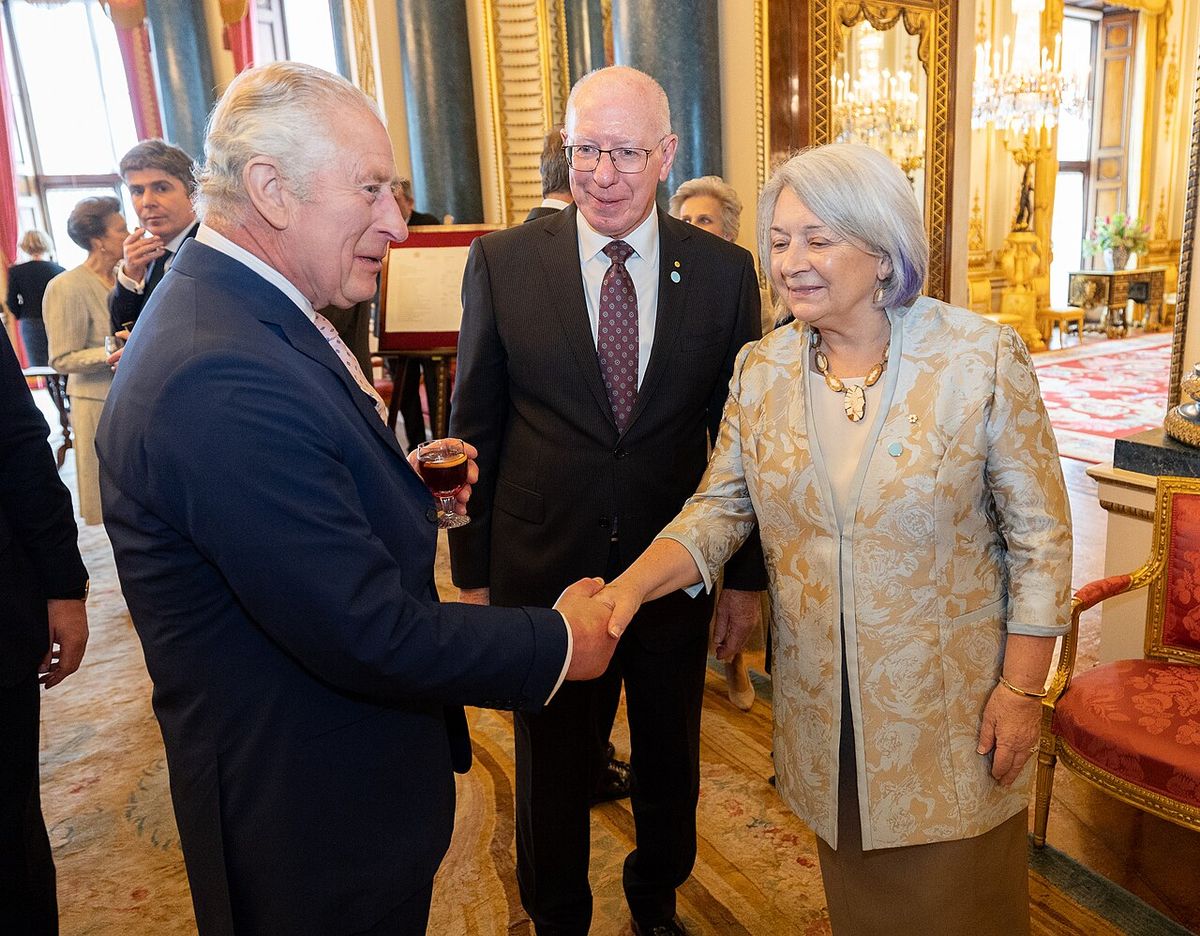 LONDON- UK- 5th May 2023. HM King Charles III accompanied by other members of the royal family hosts a lunch for Realms at Buckingham Palace
