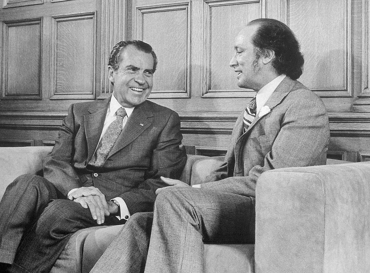 President Richard Nixon and Prime Minister of Canada Pierre Trudeau at the Parliament Building in Ottawa.