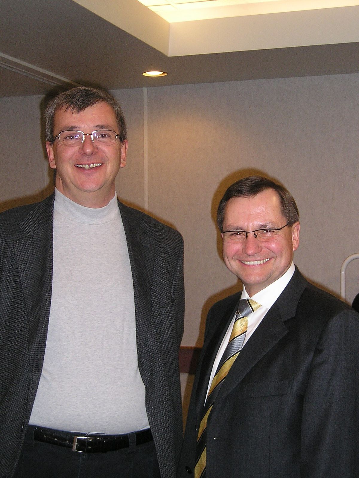 Doug Elniski (left) with Premier Ed Stelmach prior to the 2008 Alberta provincial election campaign in Alberta, Canada.