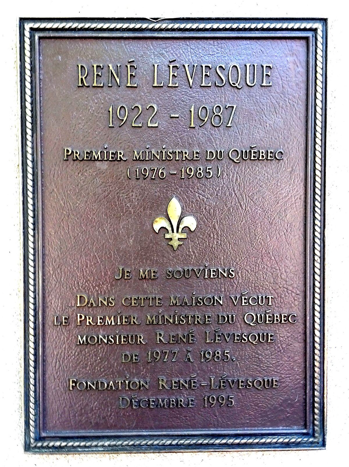 Placa na cidade de Quebec.