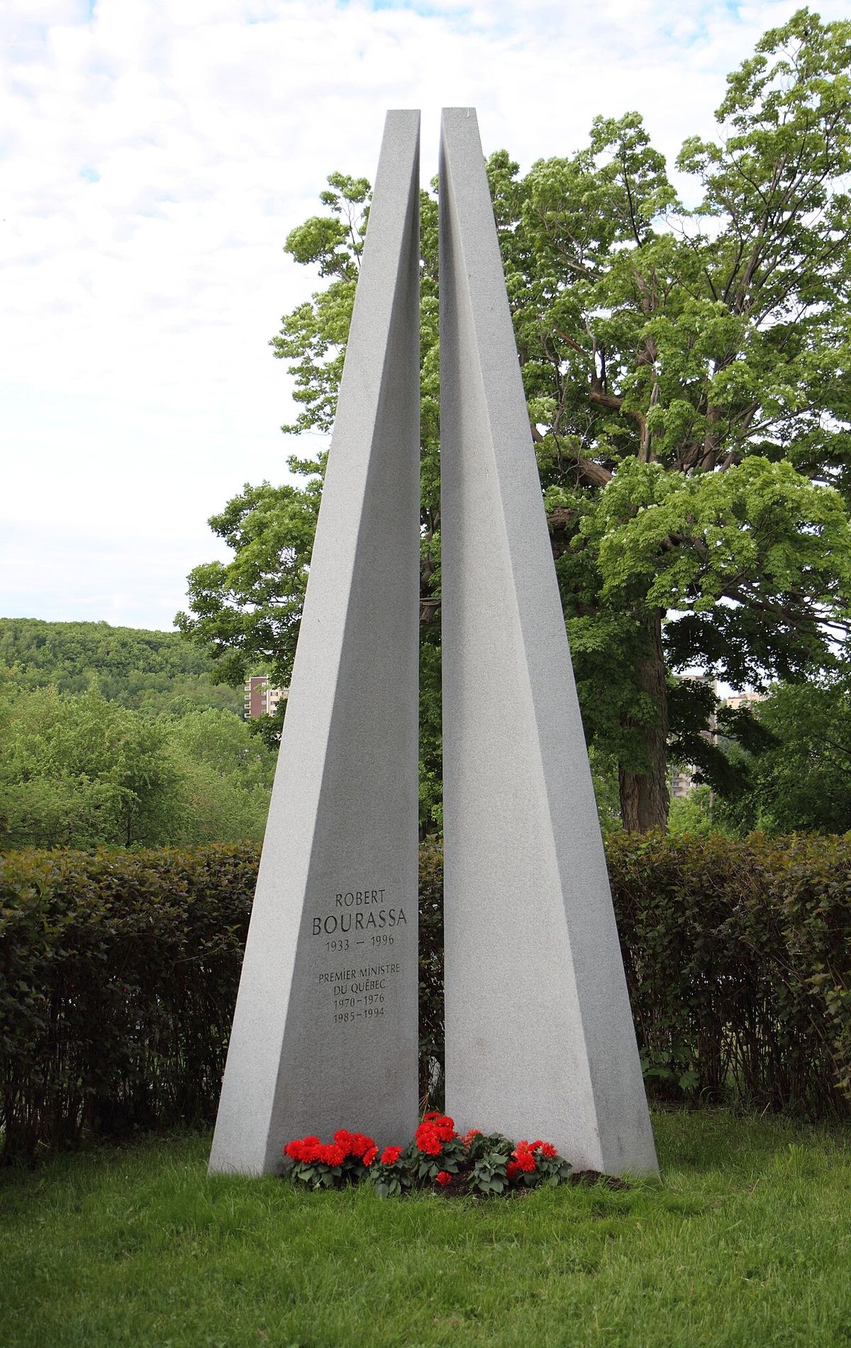 Grave of Robert Bourassa in Notre Dame des Neiges Cemetery, Montreal, Quebec