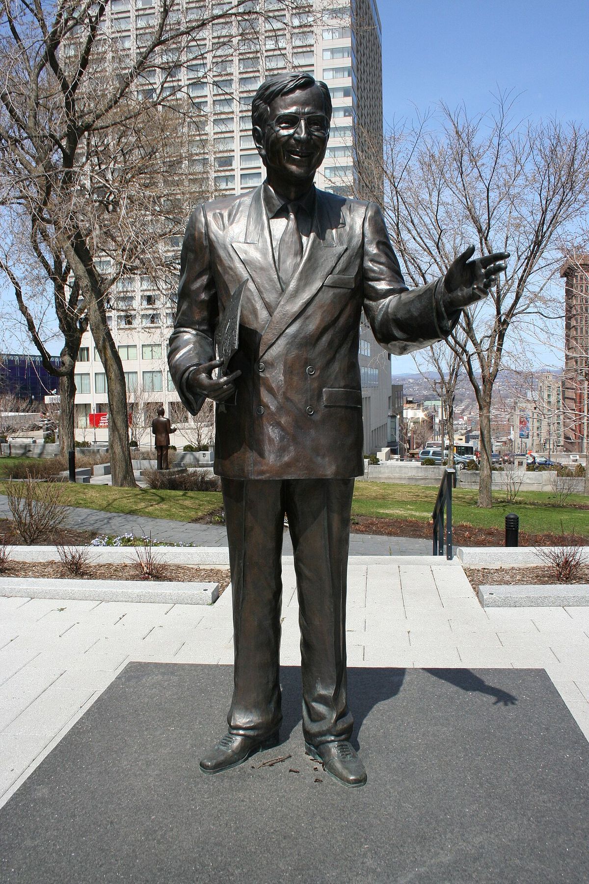 Statue of The Hon. Robert Bourassa on the grounds of the Quebec legislature