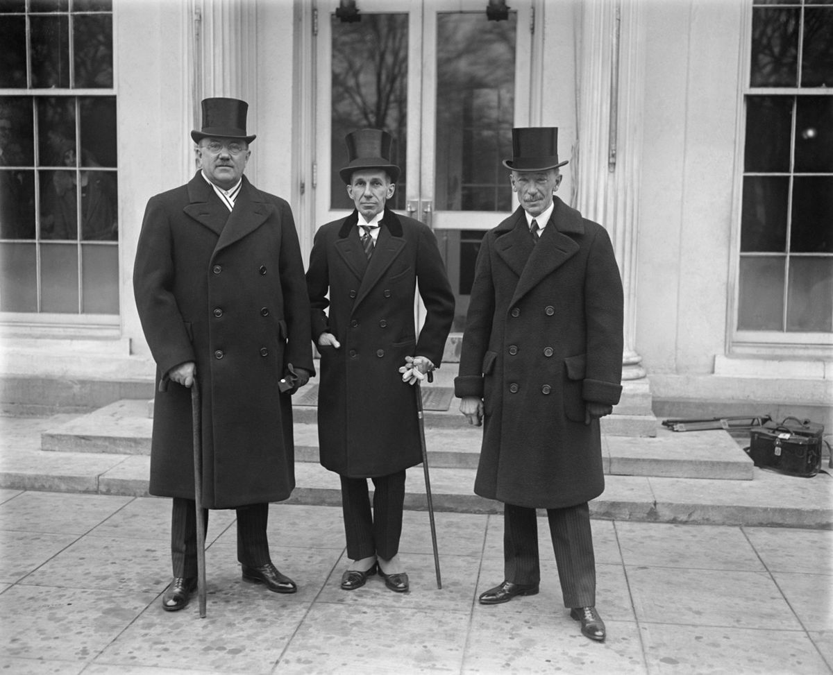 Title: Distinguished Canadians received by President Coolidge at White House. Interesting callers at the White House today were the Minister